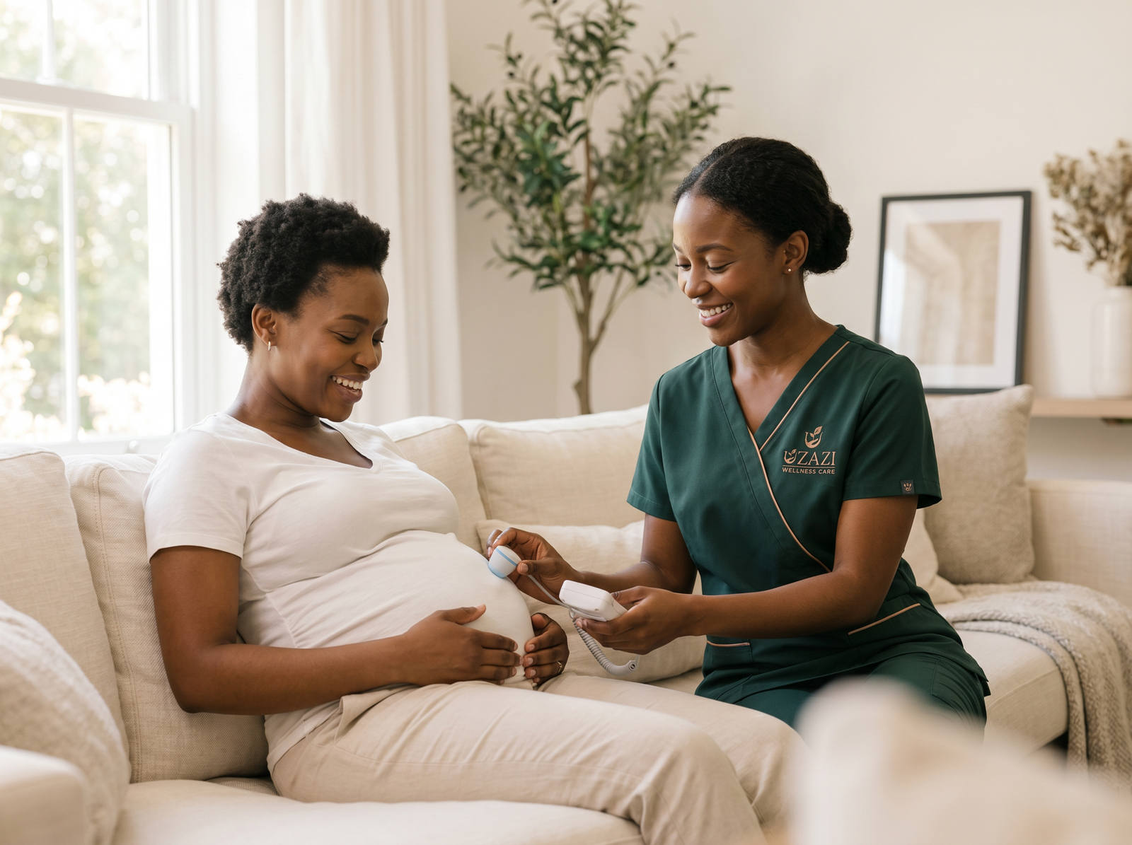 Uzazi caregiver during a prenatal home check-in